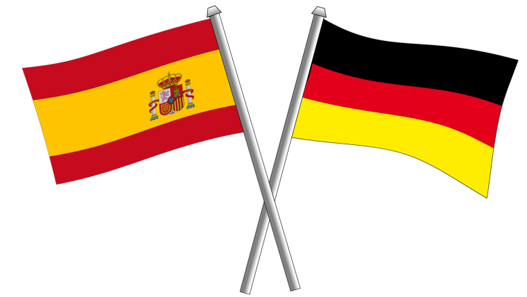 Deutsche und spanische Flagge